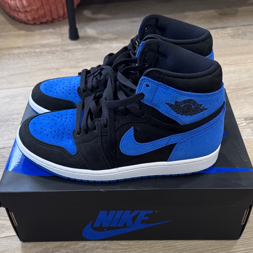 Nike Air Jordan 1 Retro High OG Black and Royal Blue New, unworn.
